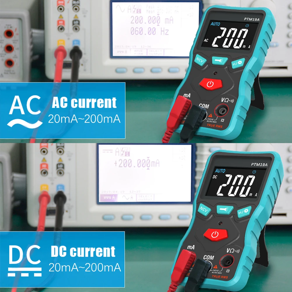 Factory Price PTM19A Digital Smart Multimeter LCD Display True-RMS Digital Tool AC DV Voltage Current Resistance Tester