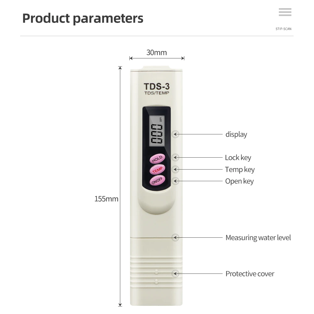 Digital TDS Meter Tester Temperature Pocket Aquarium Pool Water Wine Urine LCD Pen Monitor Calibrate by Hold/Temp  50% OFF