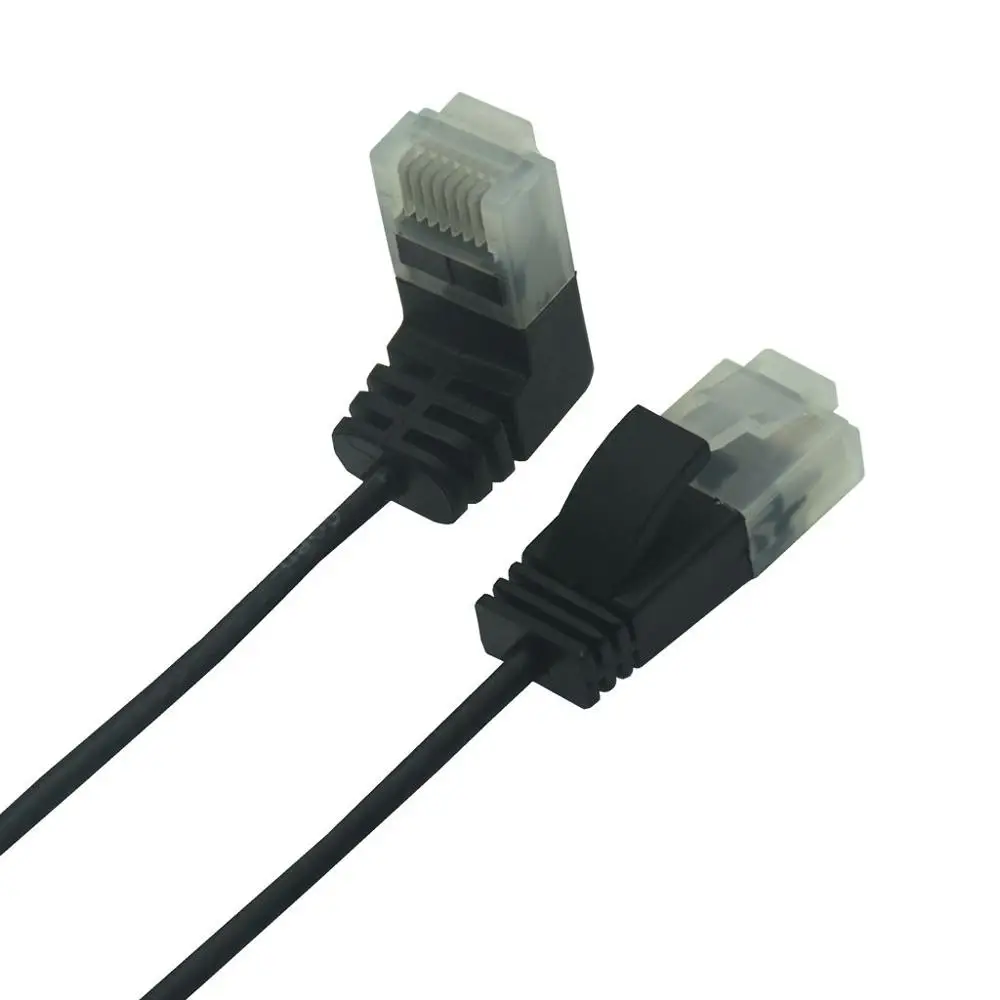 Superfine Ultra cienki kabel Ethernet Cat6 RJ45 prawy lewy w górę w dół 90 stopni kąt UTP przewód sieciowy Cat6a Lan krótki kabel