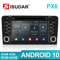 Isudar PX6 2 Din Android 10 Car Multimedia Player GPS DVD For Audi A3 8P 3-Door Hatchback/S3/RS3 Sportback Auto Stereo Radio FM