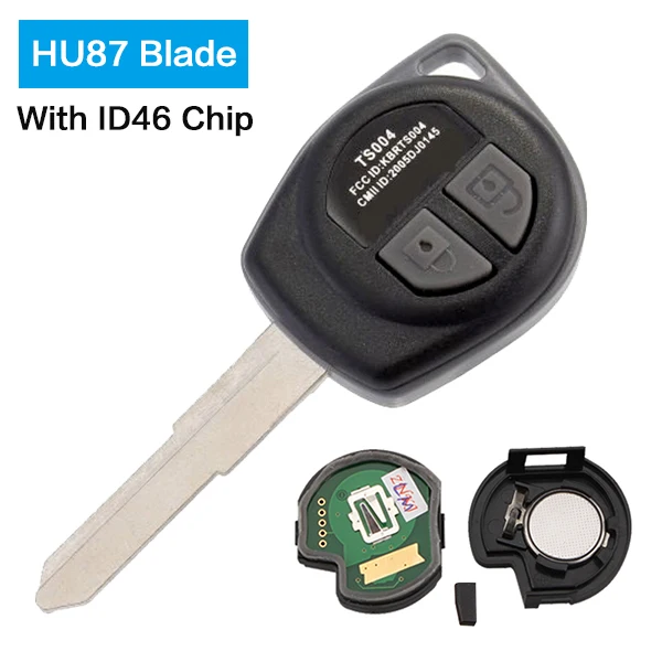 Tampa remota do caso chave do carro para Suzuki Swift, 2 botões Shell, lâmina HU87, chip ID46, Ignis SX4 Alto