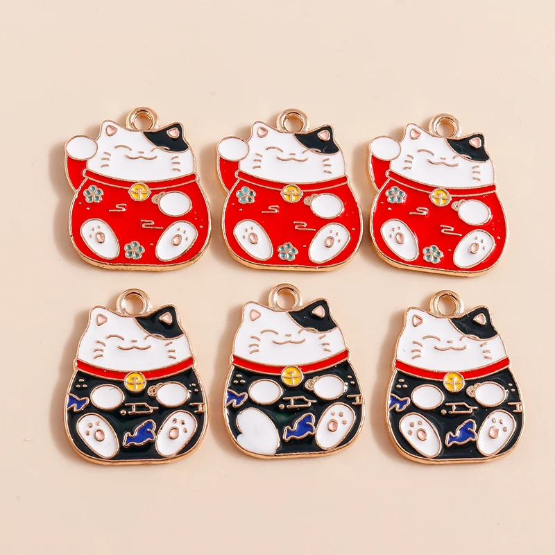 10 stücke Schöne Chinesische Glückliche Katze Charms für Schmuck Handgemachte DIY Niedlichen Tier Charms Anhänger Halsketten Ohrringe Zubehör – Detail 2