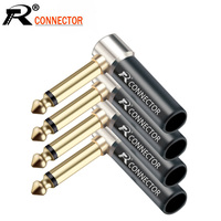 2PCS 6.35MM 2 Pole Mono Male Plug Right Angle Wire Connector Gold Plated Jack 6.35MM Plug Microphone Connector Wholesales