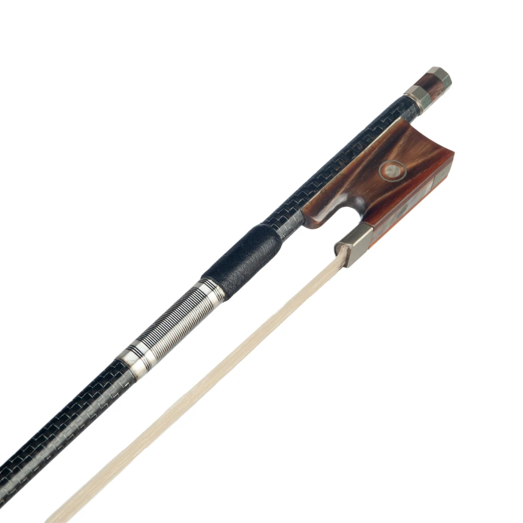 Fibra de carbono prata seda trançado violino Bow, mestre violino, violino com boi chifre, sapo, clássico Paris Eye Inlay, 4/4