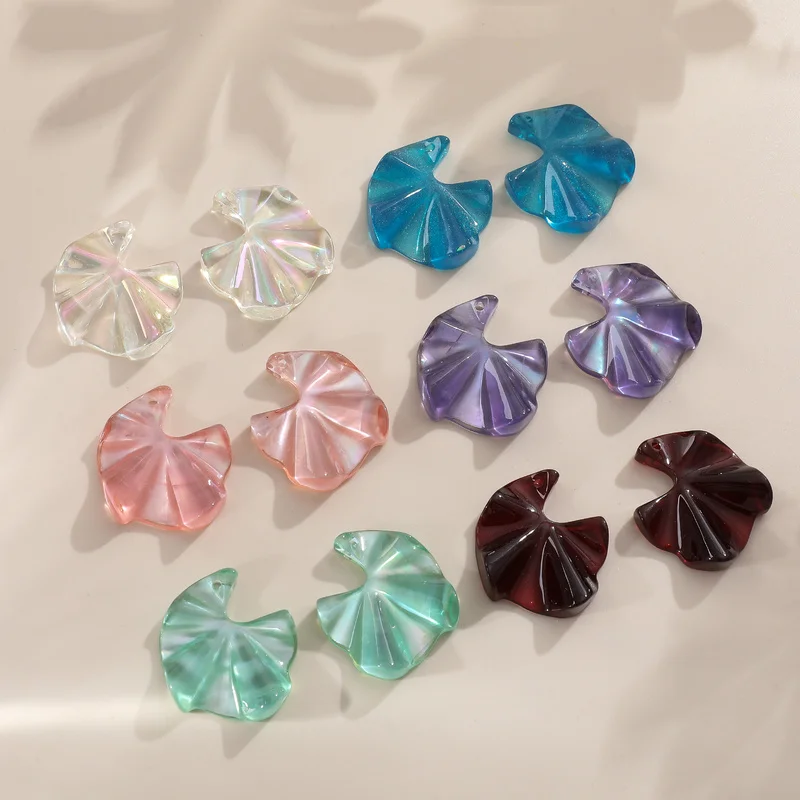 Glass water wave folds Symphony shell resin pendant DIY handmade hair jewelry earrings accessories materials 4pcs