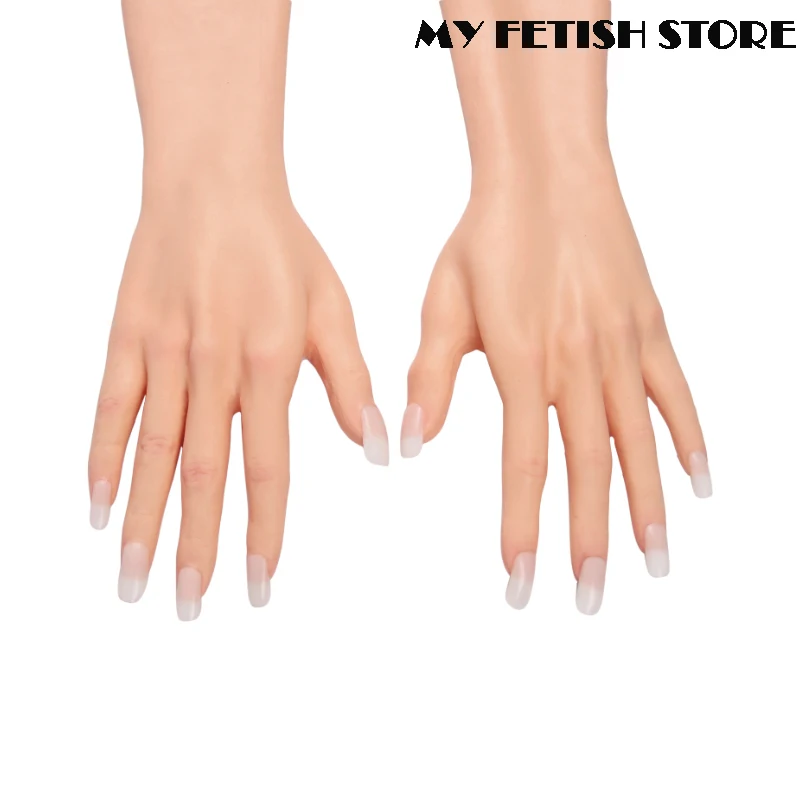 Lifelike Female Realistic Soft Silicone Hand Gloves With Nail Upgrade 60CM Long Crossdresser Transgender Shemale Male To Female