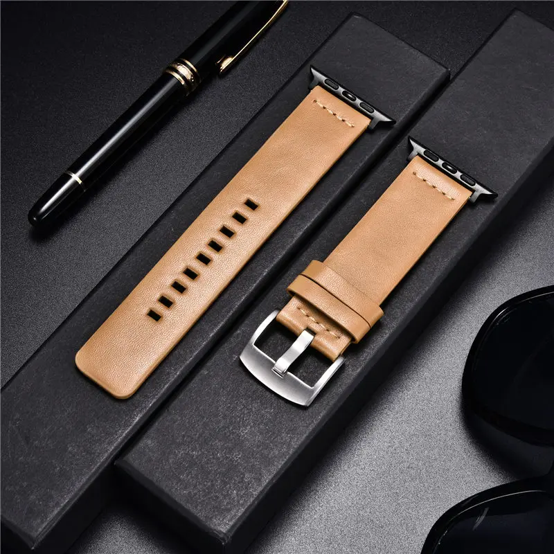 Simple Soft Leather Straps for Apple Watch Ultra 8 7 6 SE 5 4 3 SE Bracelet 38/40/41mm 42/44/45/49mm Watchband for iwatch Strap