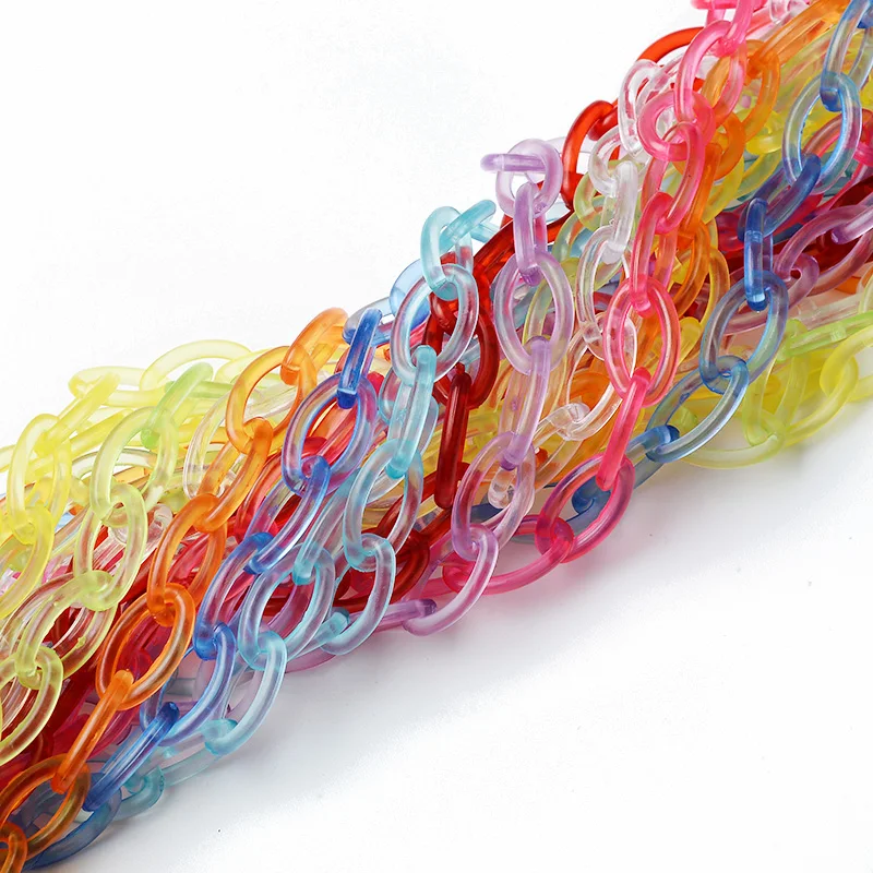 50 cmx5pcs catena trasparente fai da te per gioielli che fanno collana fatta a mano braccialetto corda catena di plastica colori isolati risultati dei monili