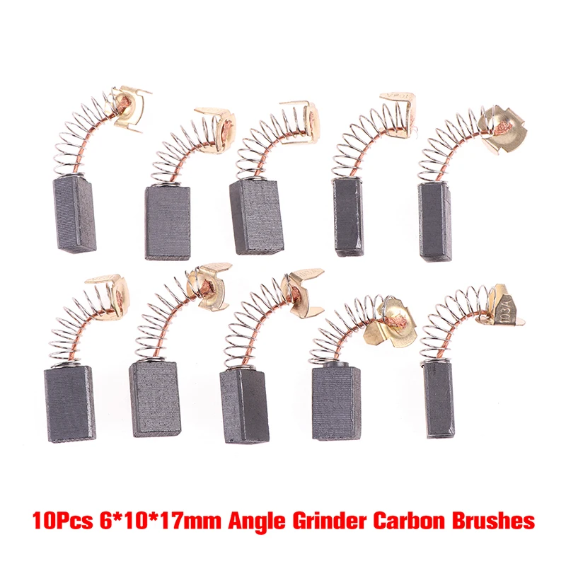 10Pcs Angle Grinder Carbon Brushes 6*10*17mm Power Tool Motors Spare Parts Graphite Carbon Brush