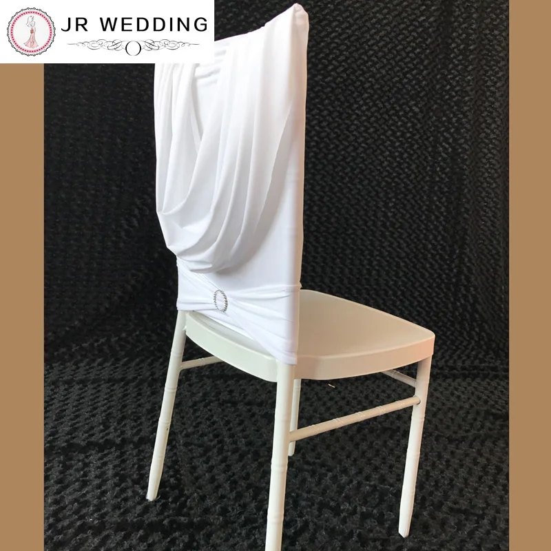 Chiavari chair back cover with Valance and diamond band for wedding decoration, white spandex, 10PCs