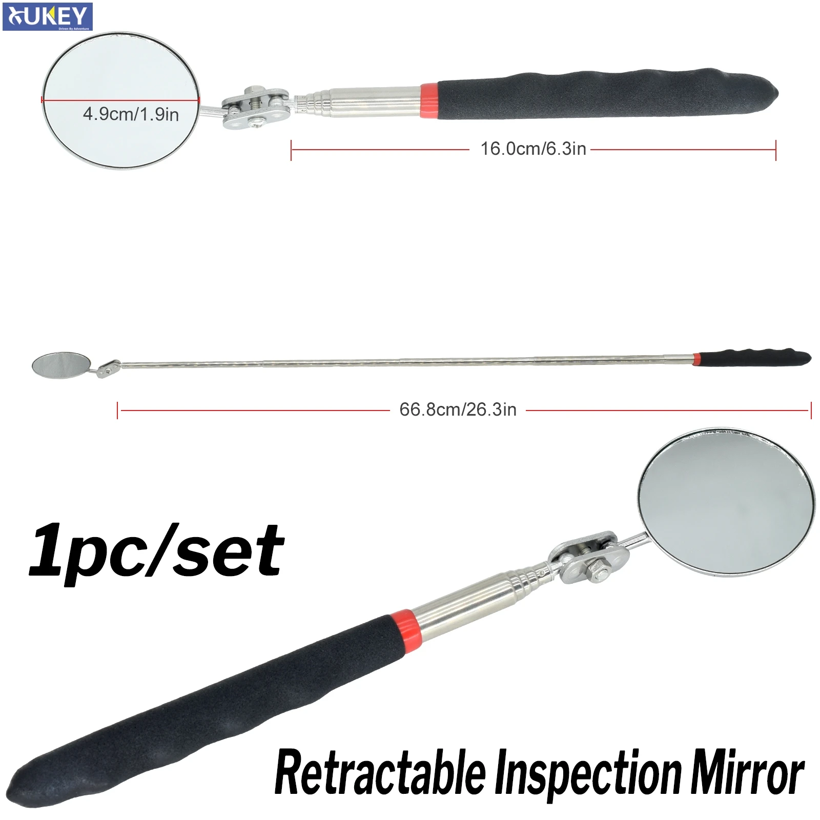 Retractable Telescopic Round Mirror Silver Pocket Clip Eyelash inspection Mirror Beauty Lash Extension Eyes Tool Instrument Look