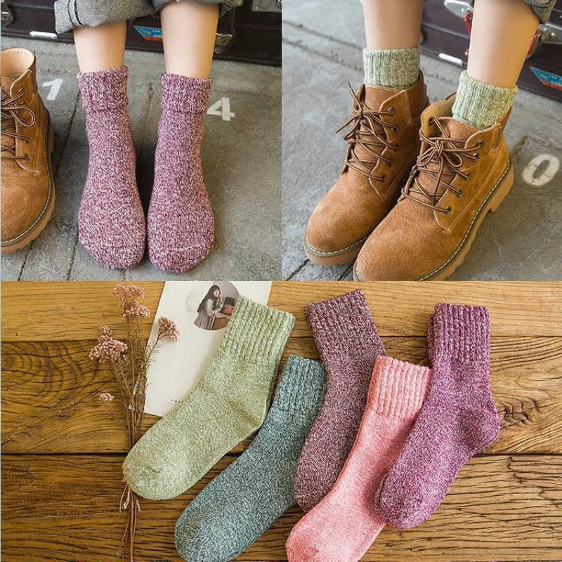 

1pair Winter Warm Sock Wool Cashmere Thick Socks Sports Women Lady Soft Cotton Casual Warm Winter Cold Resistance Sock