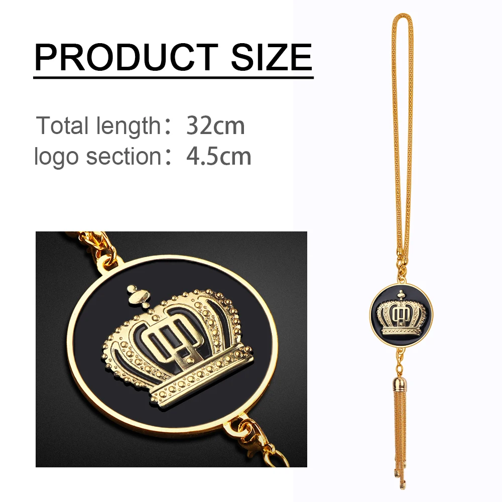 3D Metal Luxury VIP Royal Crown Emblem Car Pendant Decoration Suspension Rearview Mirror Ornaments Hanging Trim Accessories