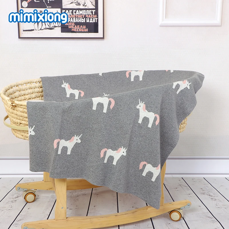 Coperte per neonati neonati maschi e femmine in cotone Swaddle Wrap Sleeping Covers for Infant Cute Unicorn trapunte per bambini lavorate a maglia