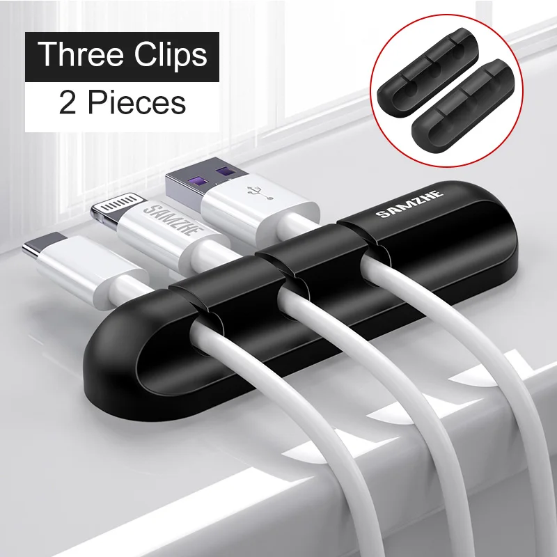 Samzhe 2 Stks/set Kabelwinder 5 Clips Usb Organizer Bureau Kabelhouder Voor Muis Hoofdtelefoon Oplader In Kantoor Thuis