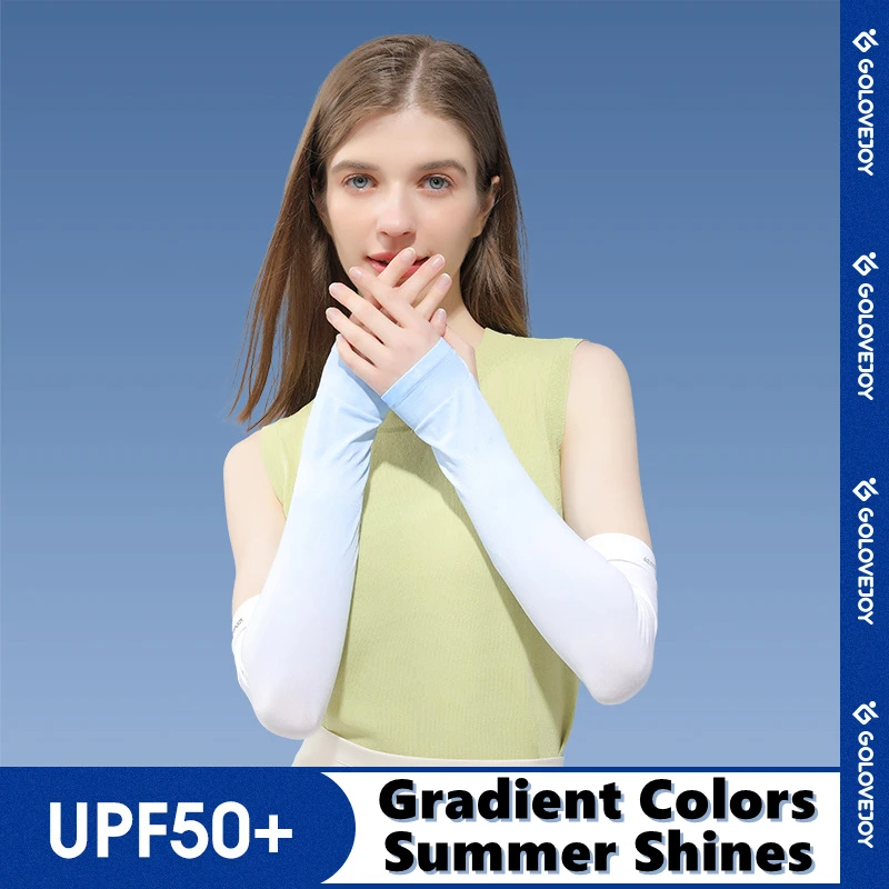 

Sunscreen Arm Sleeves Fashion Gradient Color Elastic Ice Silk Sleeve Summer Outdoor Cycling Driving Car Sunshade Sleeve Gloves
