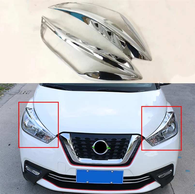 

2017-2018 Fit For Nissan Kicks ABS chrome-plated headlight frame cover trim 2pcs Car modification Auto parts