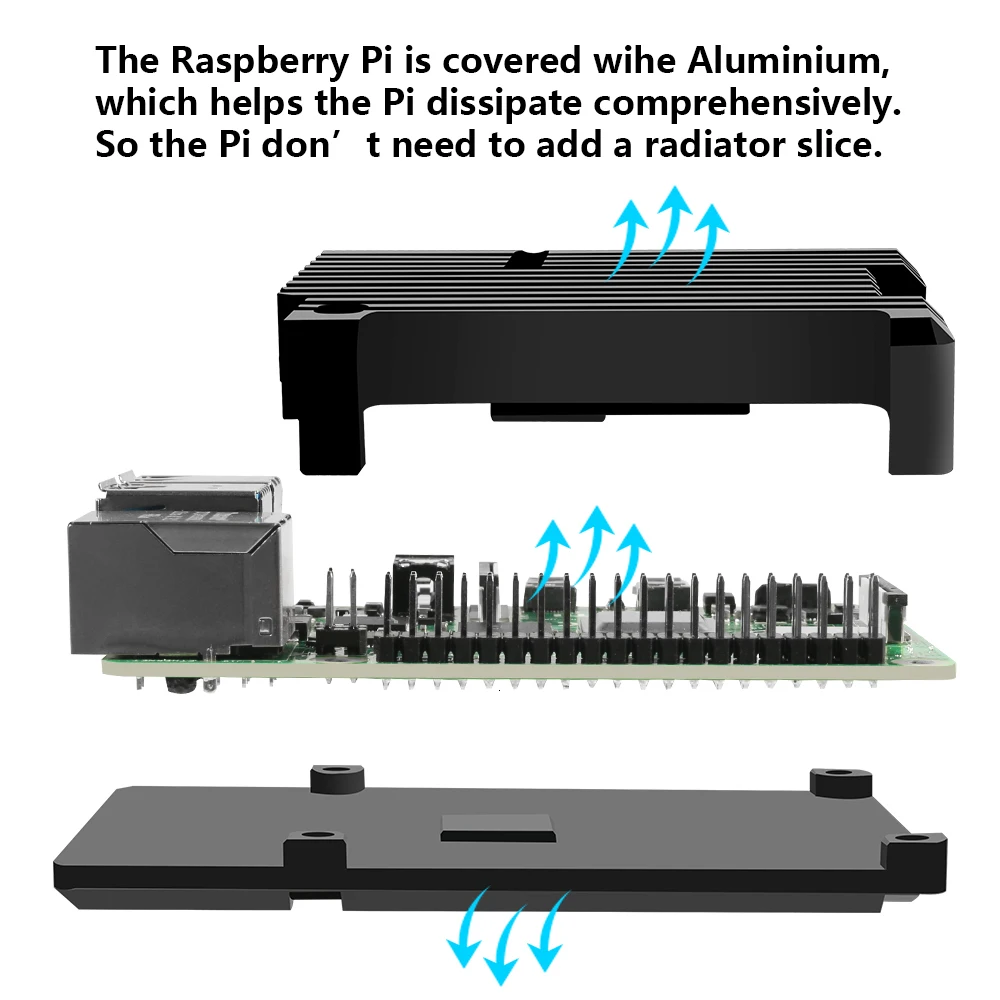 Raspberry Pi 4 4B Metal Case Raspberry Pi Aluminum Alloy Case with Passive Cooling Case for Raspberry Pi 4/4B