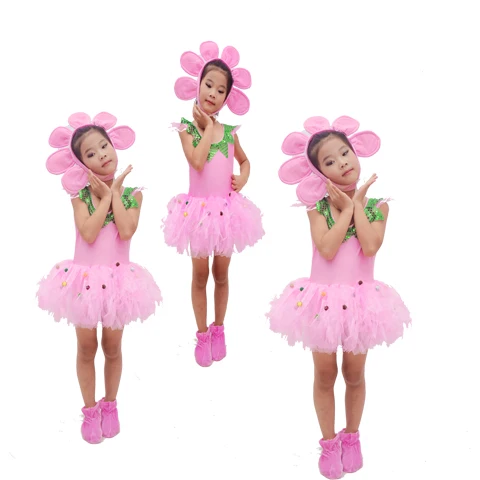 Lovely Flower Dance Costume For Children Kndergarten School Performance Clothing Plant Cosplay Clothing