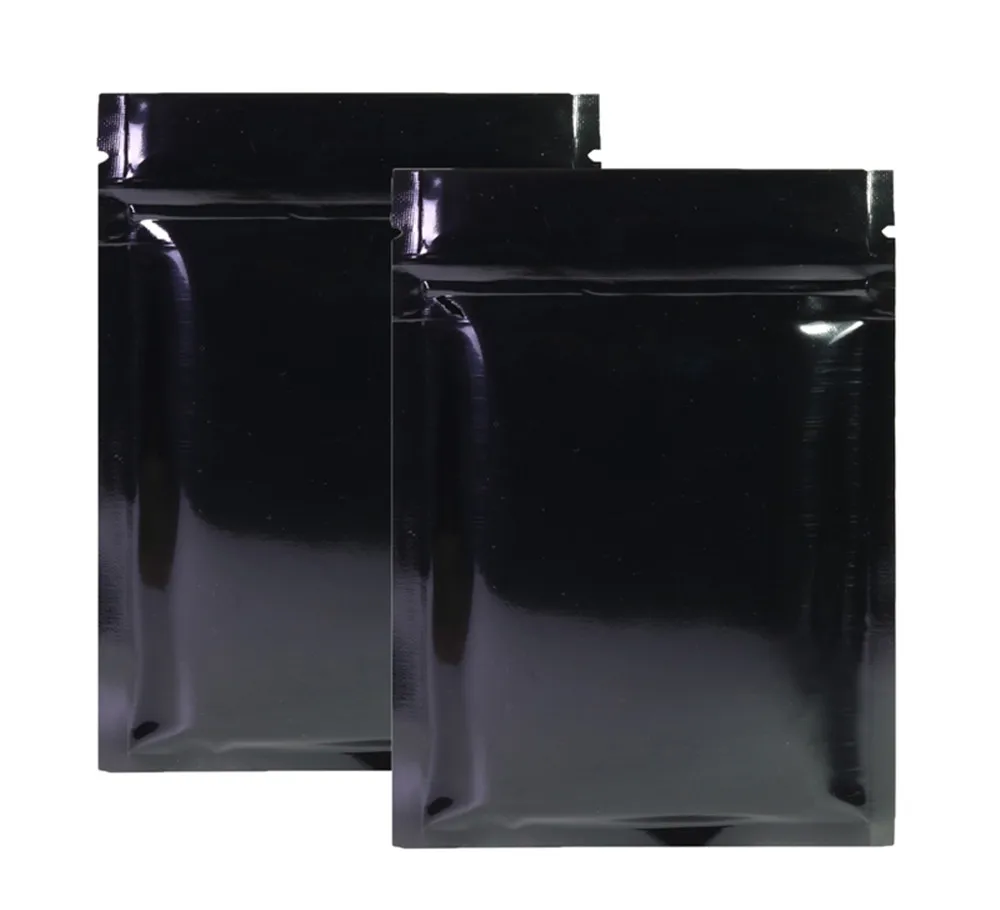 100 teile/los glänzende schwarze Aluminium folie Zip-Lock-Tasche selbst dichtende Tränen kerbe wieder versch ließbare flache Lebensmittel-Snack-Aufbewahrung verpackungs beutel – Detail 15