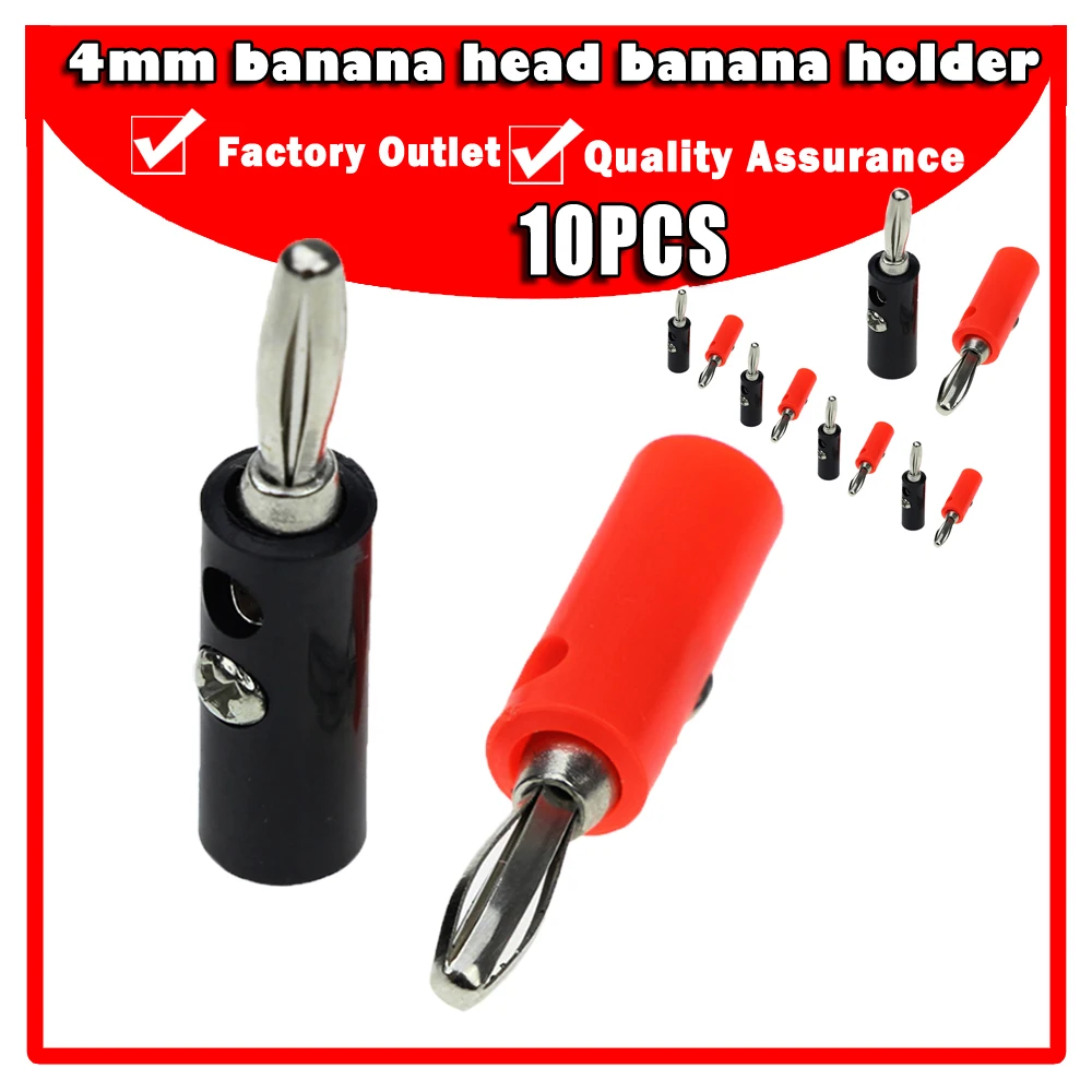 

2PCS/10PCS Audio Speaker Screw Banana Plug Connector 4mm IN STOCK Black Red High Quality Banana Plug Connector Wholesale