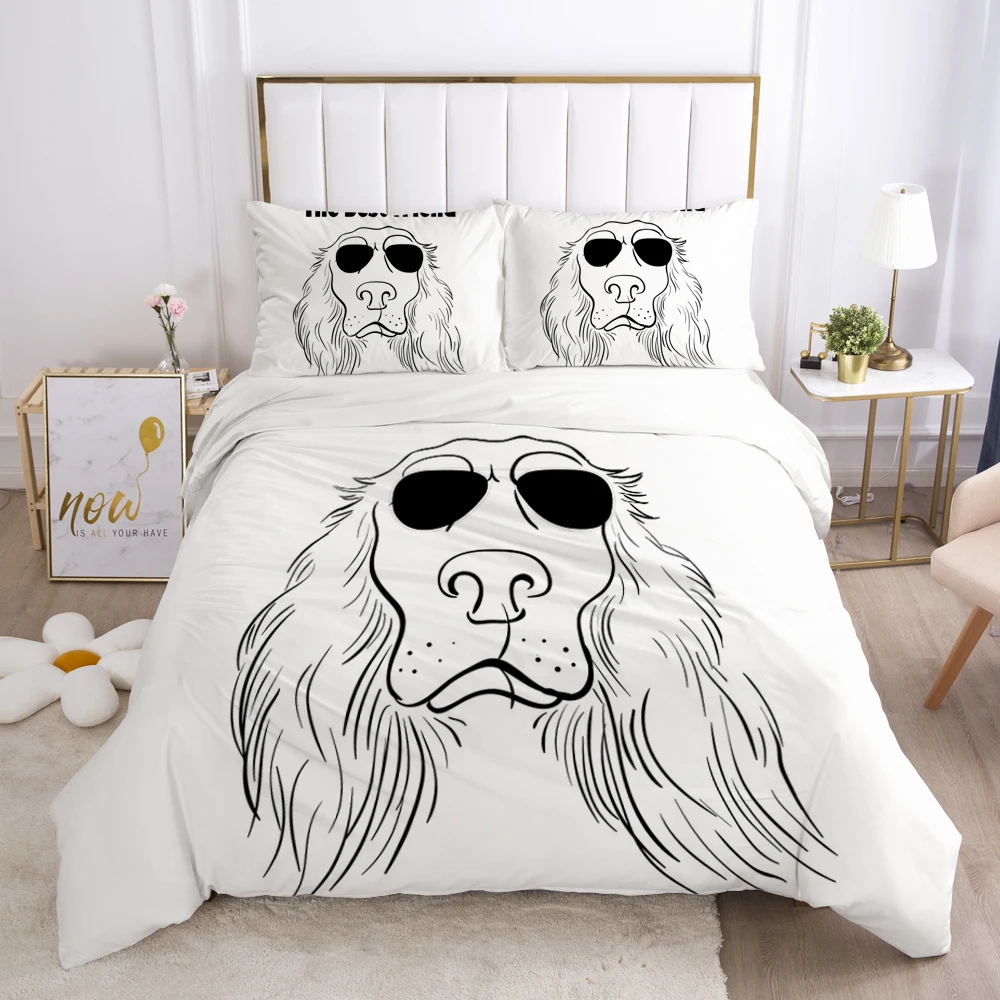 3D Bedding Set Comforter Duvet Cover Pillowcases Luxury Bed Linens Bed Set Queen King Europe Russia Size White Lion