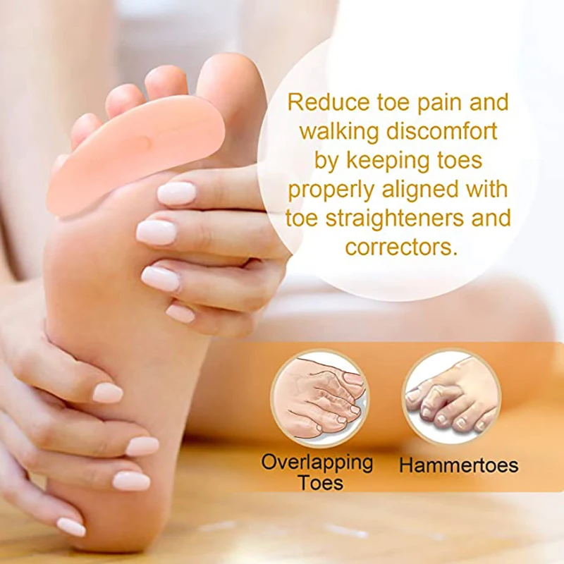 2pcs Silicone Gel Hammer Toe Correction Spacer Overlapping Toes Separators Curled Toe Straightener Adjuster Feet Foot Care Tool