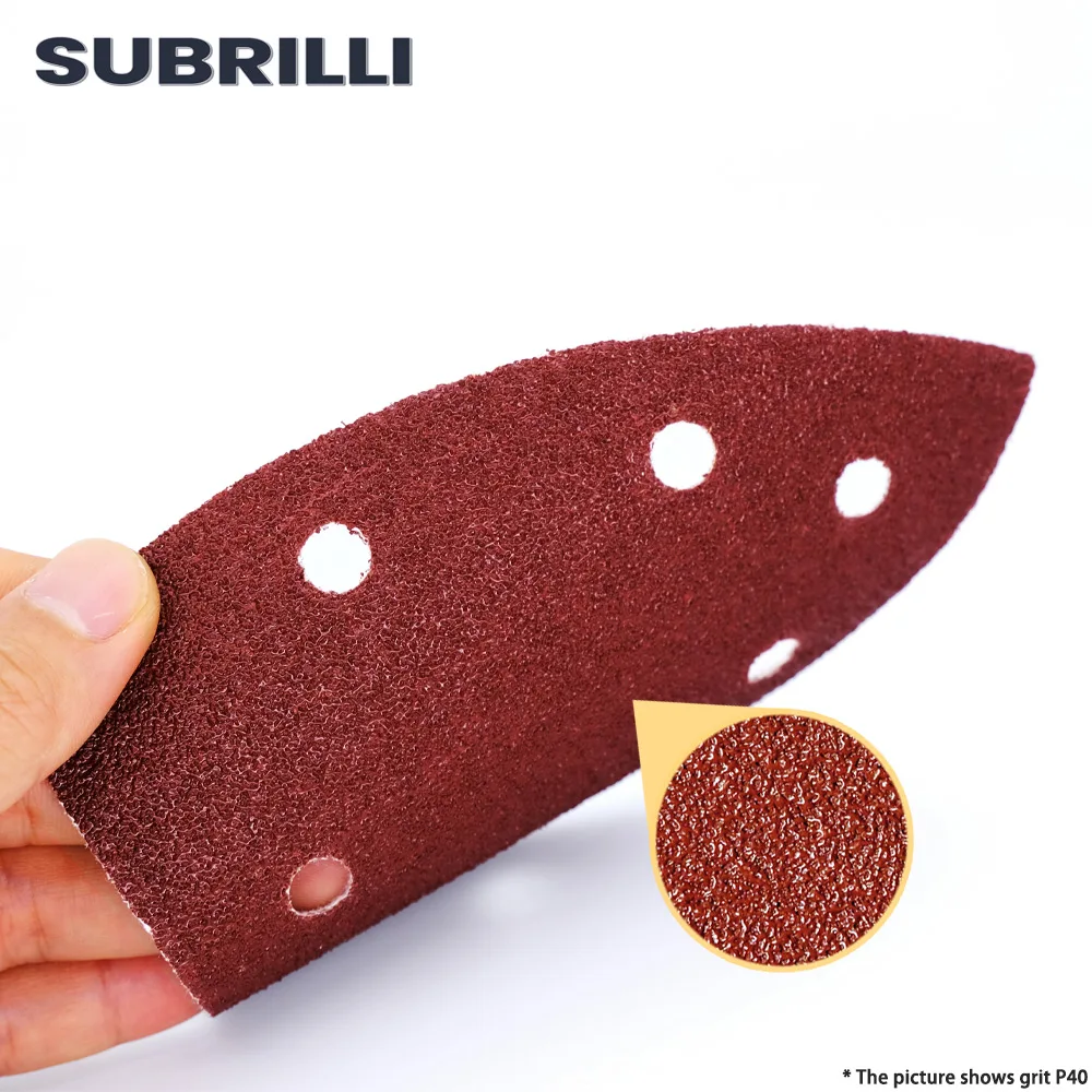 Subrilli 5 pces/10 pces lixamento abrasivo gancho de papel laço triângulo lixa grit 40-1000 disco de polimento mão folha de lixamento