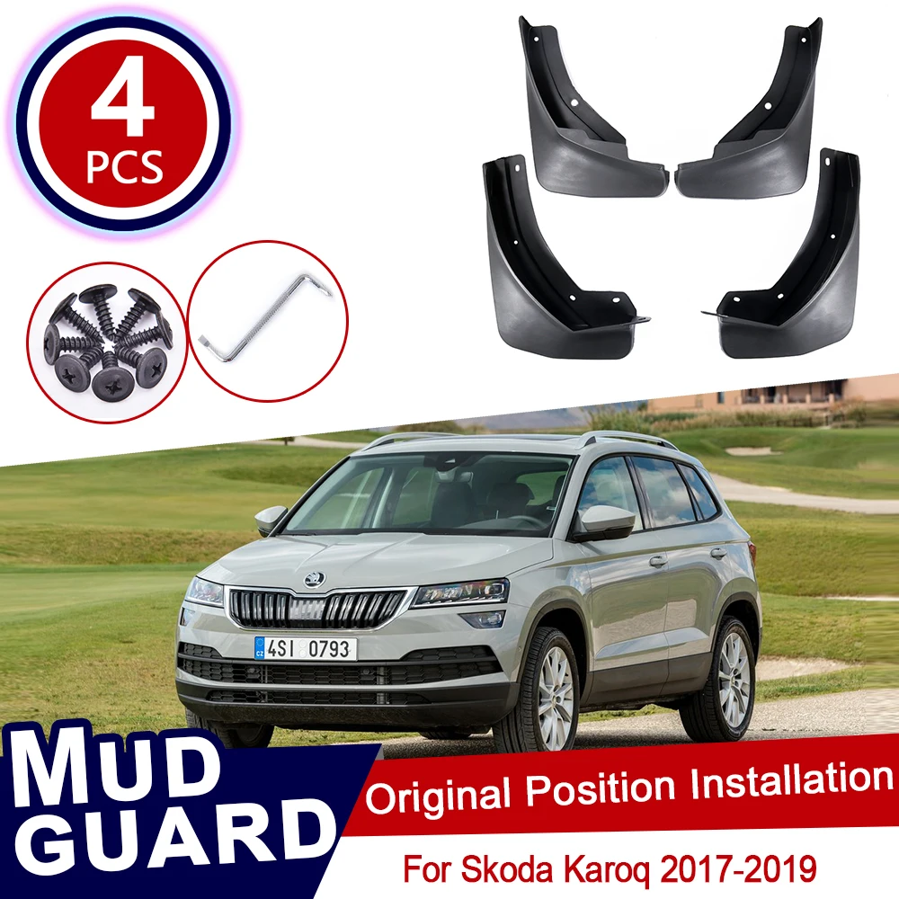 4pcs for Skoda Karoq 2017 2018 2019 Mudflaps Mud Flaps Flap Splash Guards Mudguards Car Wheel Fender Front Rear Car Accessories