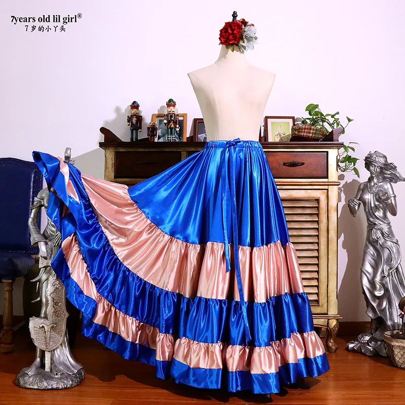 20Yard 4 Tiered 720 Degree Satin Skirt Belly Dance GYPSY Rock Tribal Flamenco 9EX16