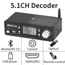 HD920 5.1CH Audio Decoder Bluetooth 5.0 Reciever DAC DTS AC3 Atmos 4K HDMI-compatible Converter SPDIF ARC PCUSB Sound Card