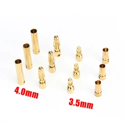 Banana Plug 12pair/Set 3.5mm, 4.0mm Gold Plated Banana Connector For RC Model Li-Po Battery ESC brushless motor
