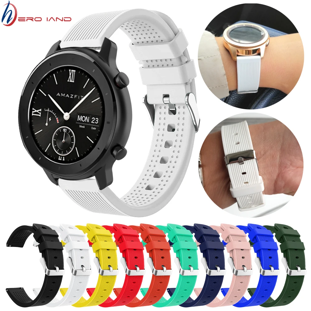 20MM Silicon Wristband Strap For Huami Amazfit Bip Bit GTR 42mm/Samsung Gear S2 Sport Galaxy Watch/For Huawei Watch GT/GT2 band