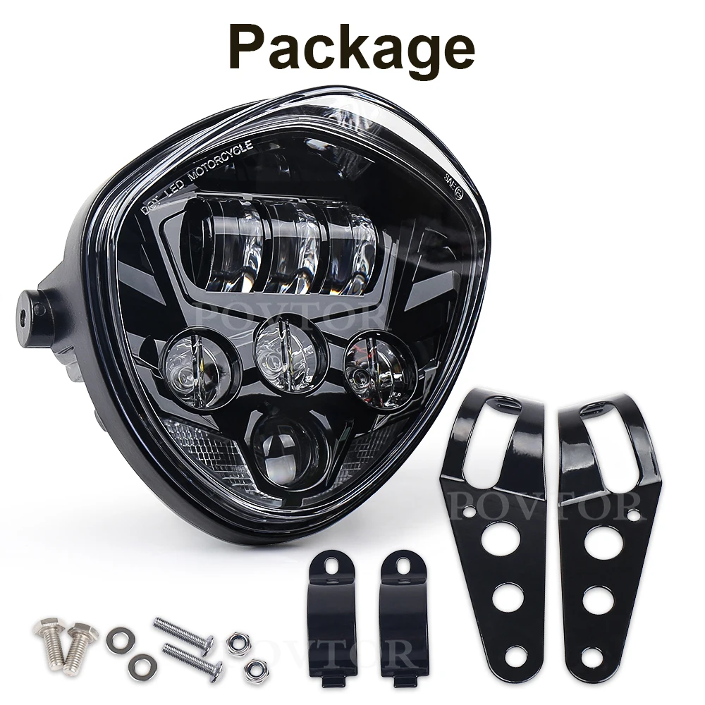 Universal Motorcycle Headlight With Bracket Clamp For Fork Tubes With Circumference Of 97.4 to 135mm Harley-Honda-Yamaha-Suzuki