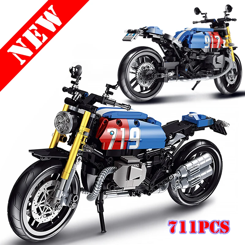 Tech Ideas Famous Racing Motorcycle Building Blocks Moc Locomotive Simulation Model Bricks DIY Toys Gifts for Children