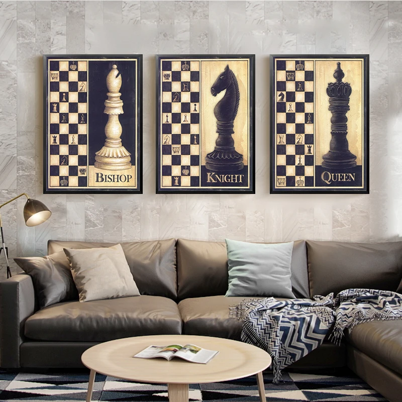 

Chess Canvas Painting Wall Art Picture for Living Room Poster Decoration Picture No Frame Retro and Nostalgic Print Wall Art