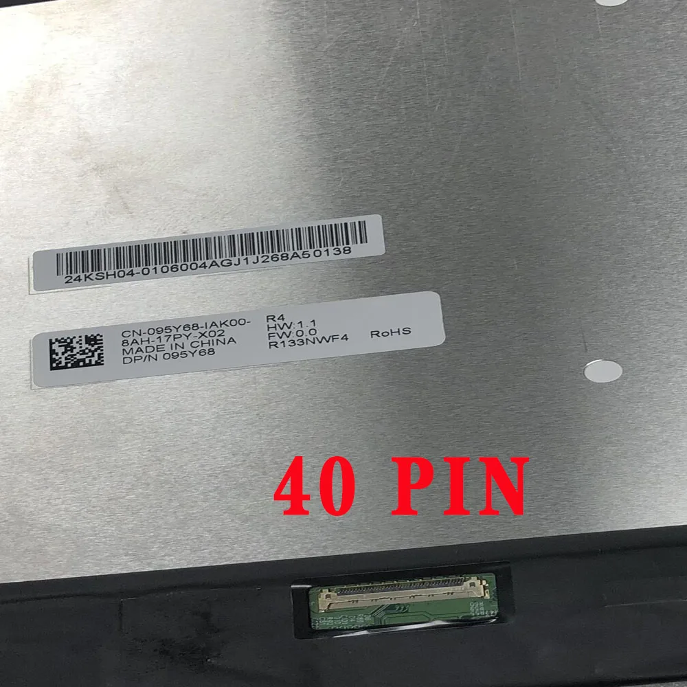 Imagem -04 - Polegada Ips Portátil Painel de Tela Lcd 1920*1080 Edp 40 Pinos 72 Ntsc 100 Srgb com Tela de Toque Lcd R133nwf4 r4 dp n 095y68 13.3
