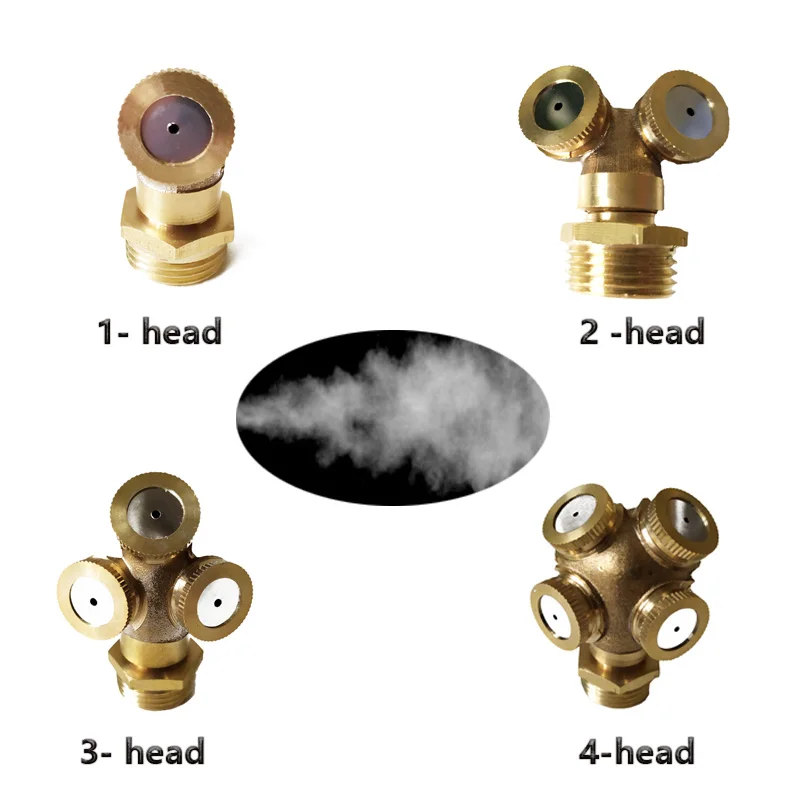 Garden Watering Brass Metal Sprayer Misting Nozzle G 1/2 '' Thread Patio Sprinklers Water Connector Irrigation Head