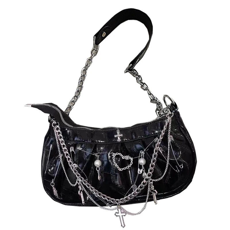 Harajuku Womens Girl borse a tracolla borse borse Messenger Bag Y2K girl metal punk tote donna butterfly Tuku chain underarm bag