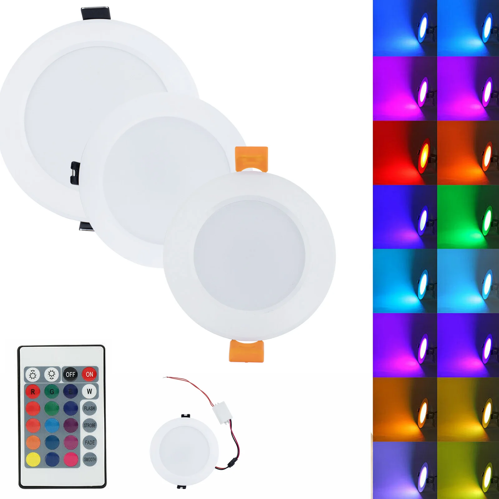 RGB 5W 10W z możliwością ściemniania LED do wbudowania oprawa sufitowa biała lampa + pilot zdalnego sterowania 85-265V lampa oświetlenie punktowe