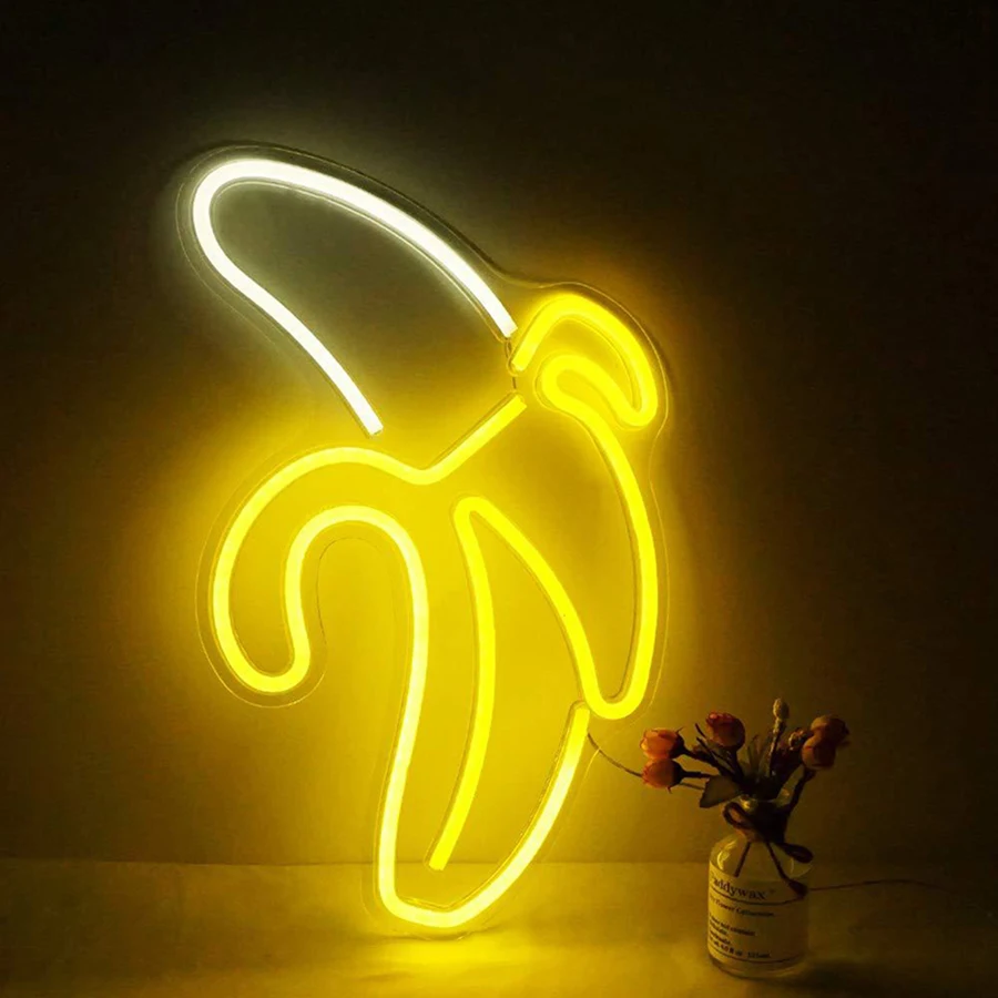 Imagem -04 - Luminária Led Neon para Decoração de Frutas e Abacaxi Banana Pêssego Acrílico Luz Noturna Sala Festa Aniversário Alimentado por Usb