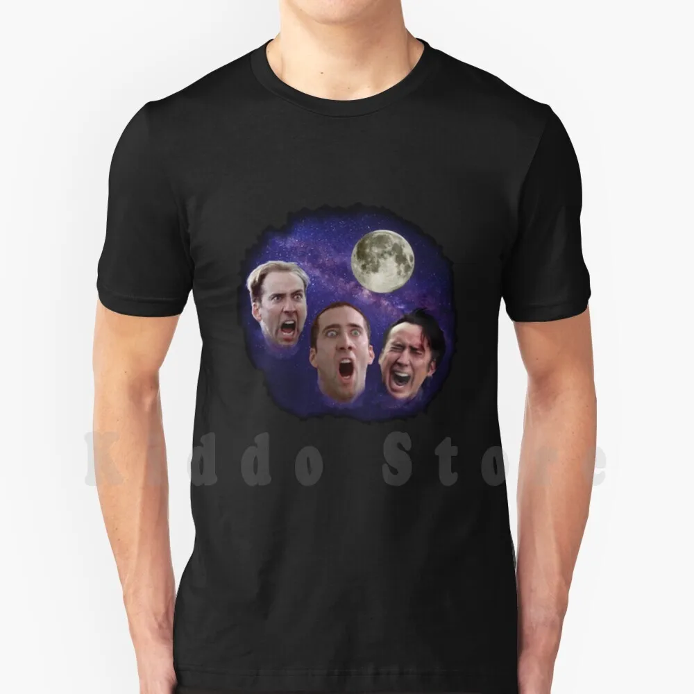 Three Cage Moon T Shirt Cotton Men DIY Print Cool Tee Nicolas Cage Meme 4chan Dank Meme Funny Nicholas Nickolas Three 3 Three