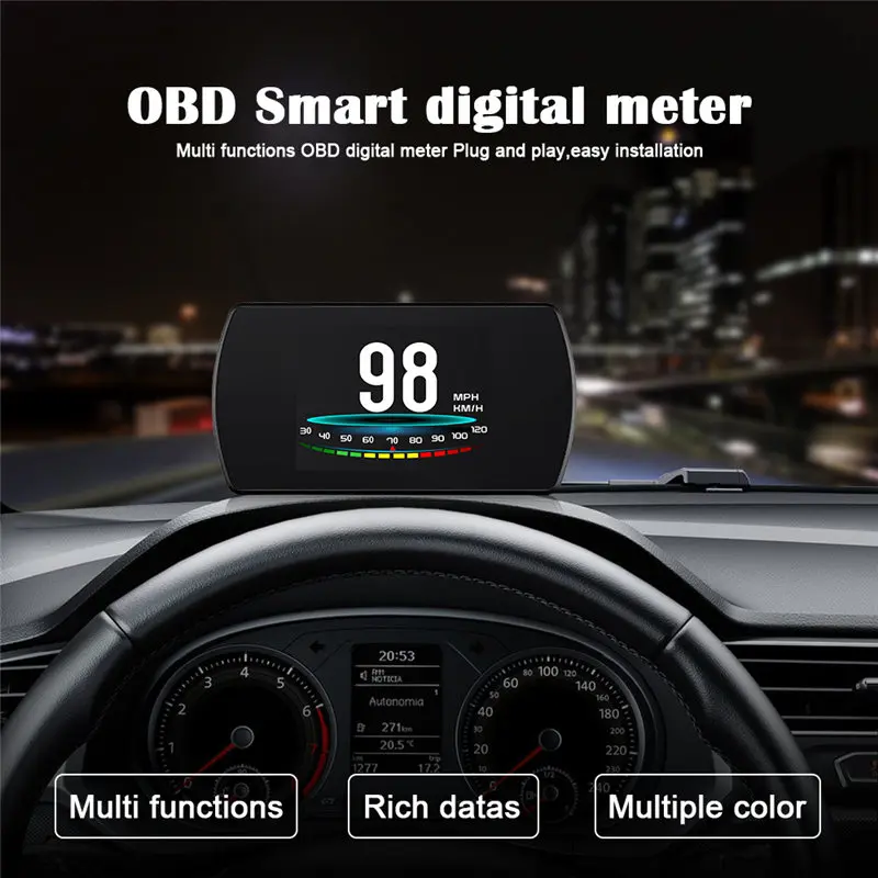 

Car HUD Head Up Display OBD 2 II EUOBD Overspeed Warning System Projector Windshield Auto Electronic Voltage Alarm OBD2 Scanner