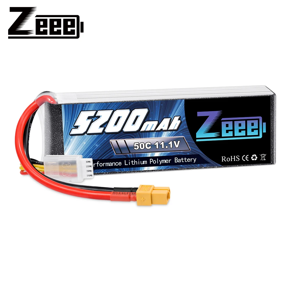 Zeee 11.1V 50C 5200mAh 3S Lipo Battery XT60 Plug for RC Car Boat Helicopter Quadcopter RC Airplane