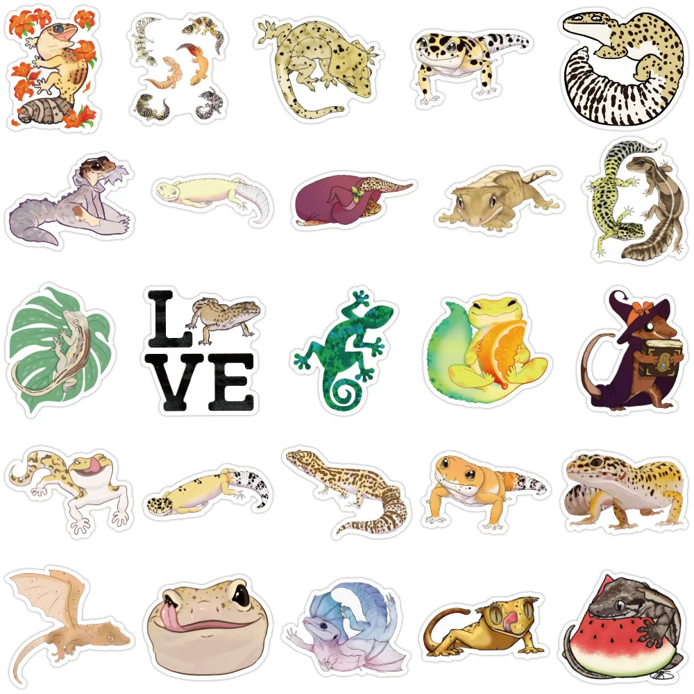 10/30/50PCS Funny Animal Gecko Lizard Stickers For Skateboard Gift Box Bicycle Computer Notebook Car Decal Children\'s Toys F3