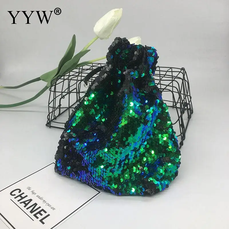 Polyester Colorful Sequin Bucket Bag Shopping Shoulder Bags Pu Leather Crossbody Bags For Women Mix Color Fashion Top Handle Bag