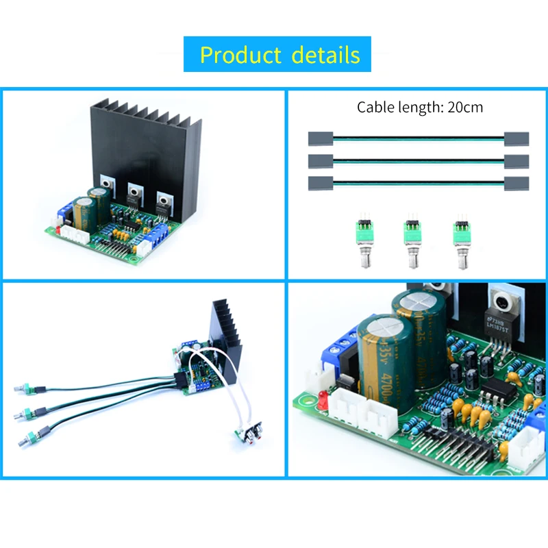 ジュニアM1875オーディオアンプボードHi-Fiサウンド3チャンネルベーストレブルxh2.54 rcaスピーカー出力パワーアンプボード