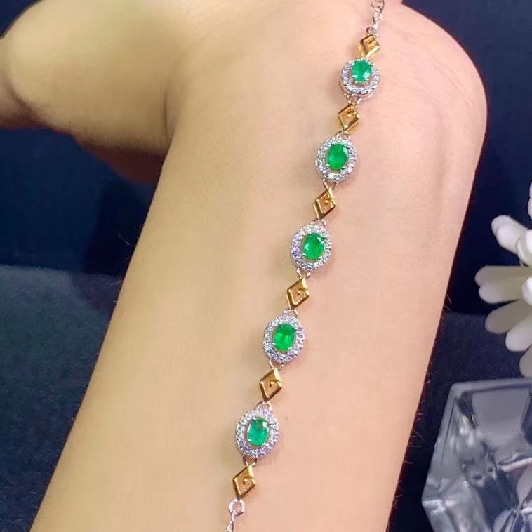 KJJEAXCMY fine jewelry 925 sterling silver inlaid natural emerald noble girl's new hand bracelet support test hot selling