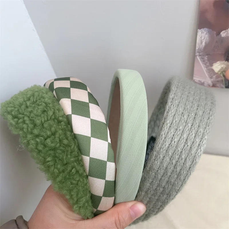 Bandeau de cheveux noué à la main pour femmes, couleur verte, accessoires pour cheveux