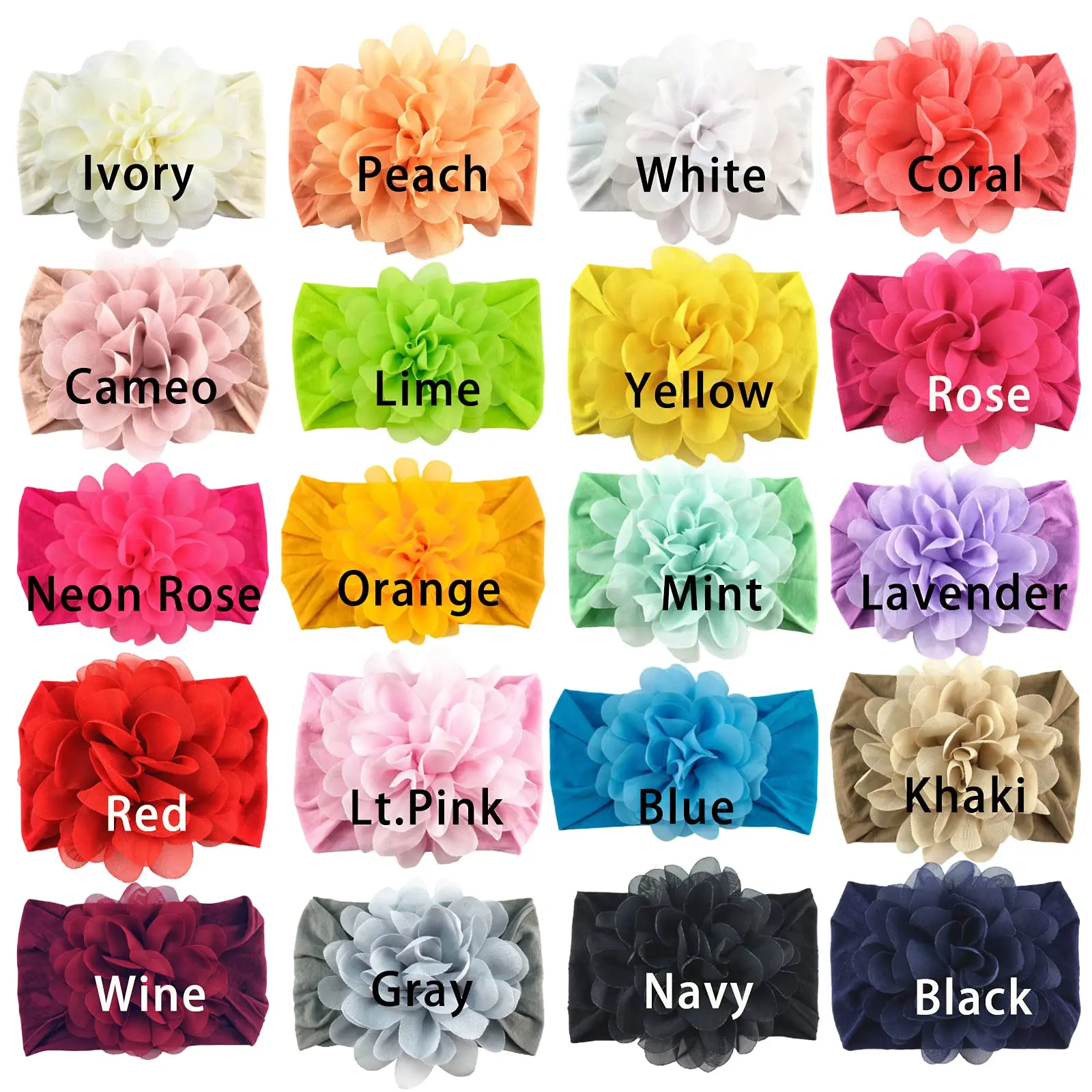 15 Pack Baby Headbands Hairbands Big Chiffon Flower Elastics Bands for Baby Girls Newborn Infant Toddlers Kids